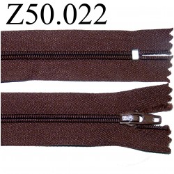 fermeture 50 cm marron non séparable zip nylon