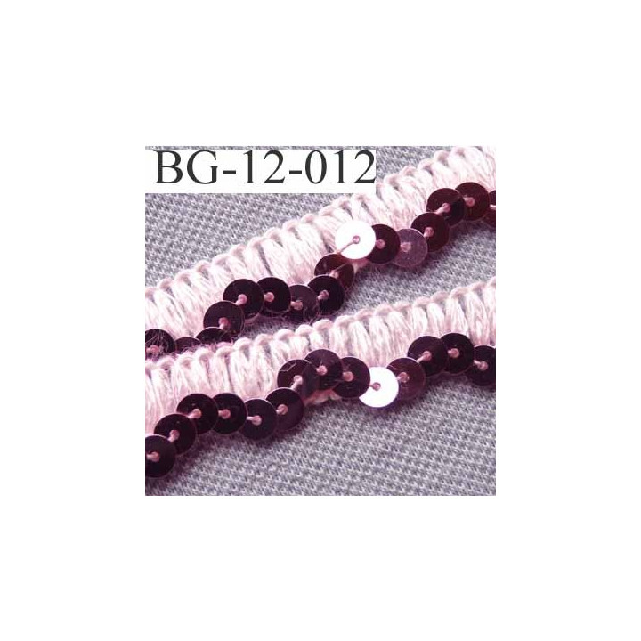 élastique galon ruban couleur rose avec des strass en forme de disque rond brillant largeur 8 mm vendu au mètre