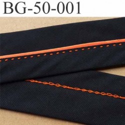 sangle biais galon réhausse de pantalon en coton couleur noir et orange largeur 5 cm souple prix au mètre