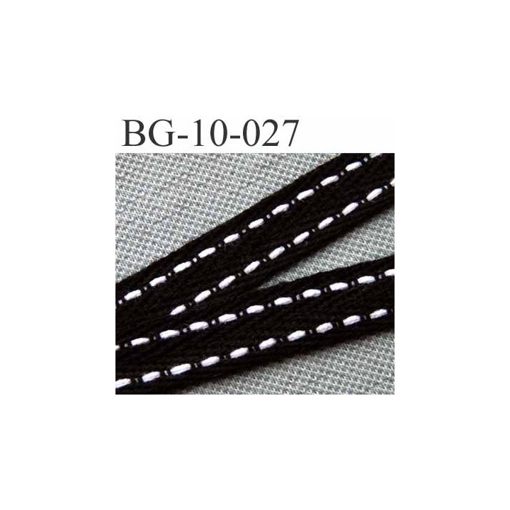 biais sergé galon ruban couleur noir liserets blanc largeur 10 mm vendu au mètre