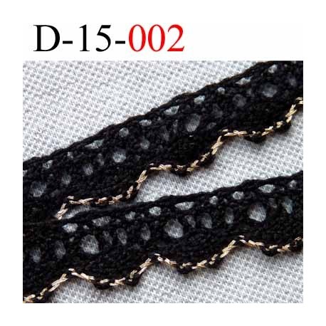 dentelle crochet en coton largeur 15 mm couleur noir et liseret or provient d'une ancienne mercerie parisienne vendue au mètre