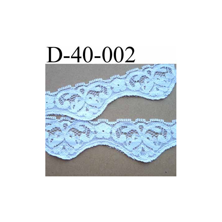 dentelle blanche largeur 40 mm lycra élastique couleur blanc lumineux vendue au mètre