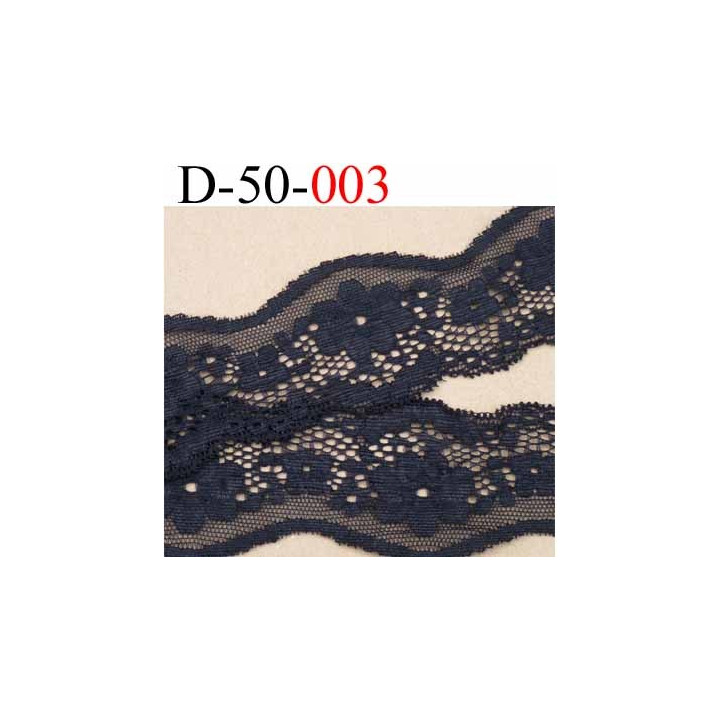 dentelle noir largeur 50 mm lycra élastique très douce couleur noir vendue au mètre