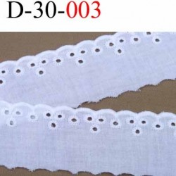 dentelle anglaise galon broderie 100% coton couleur blanc largeur 30 mm au mètre