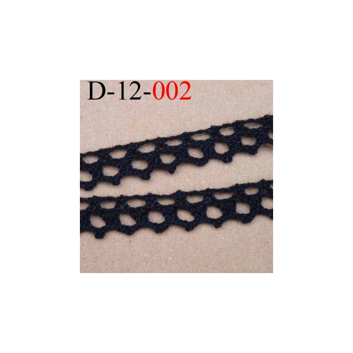 dentelle crochet 100% coton largeur 12 mm couleur noir provient d'une ancienne mercerie parisienne vendue au mètre