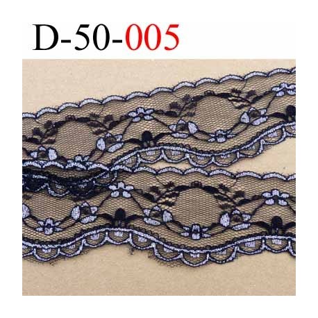 dentelle très belle synthétique largeur 50 mm couleur noir et argent vendu au mètre