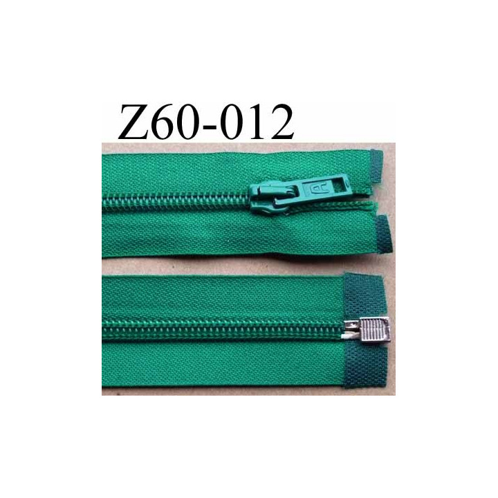 fermeture éclair longueur 60 cm couleur vert séparable  largeur 3.2 cm glissière nylon largeur 6.5 mm curseur en métal