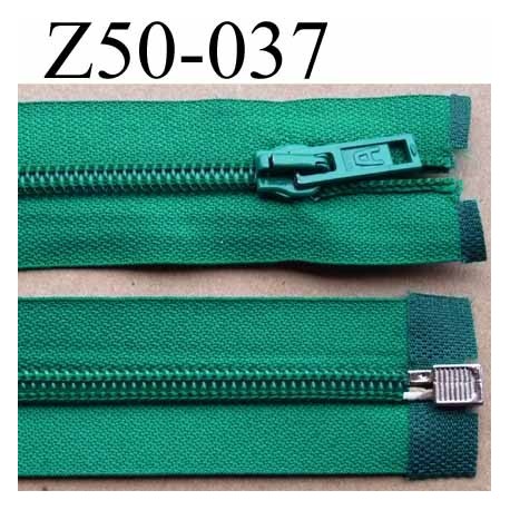 fermeture éclair longueur 50 cm couleur vert séparable largeur 3.2 cm zip glissière nylon largeur 6.5 mm curseur en métal
