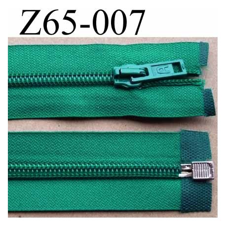 fermeture éclair longueur 65 cm couleur vert séparable largeur 3.2 cm glissière nylon largeur 6.5 mm curseur en métal