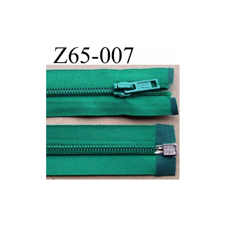 fermeture éclair longueur 65 cm couleur vert séparable largeur 3.2 cm glissière nylon largeur 6.5 mm curseur en métal