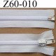 fermeture éclair blanche longueur 60 cm couleur blanc séparable zip nylon largeur 3 cm largeur de la glissière zip 6 mm