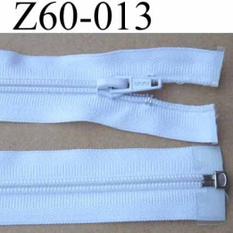 fermeture éclair blanche largeur 3 cm longueur 60 cm couleur blanc séparable  largeur de la glissière nylon 6 mm 