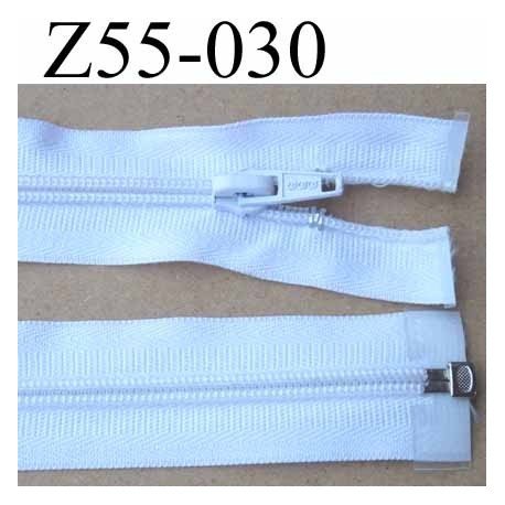 fermeture éclair longueur 55 cm couleur blanc séparable largeur 3.2 cm zip glissière nylon largeur 6 mm curseur en métal