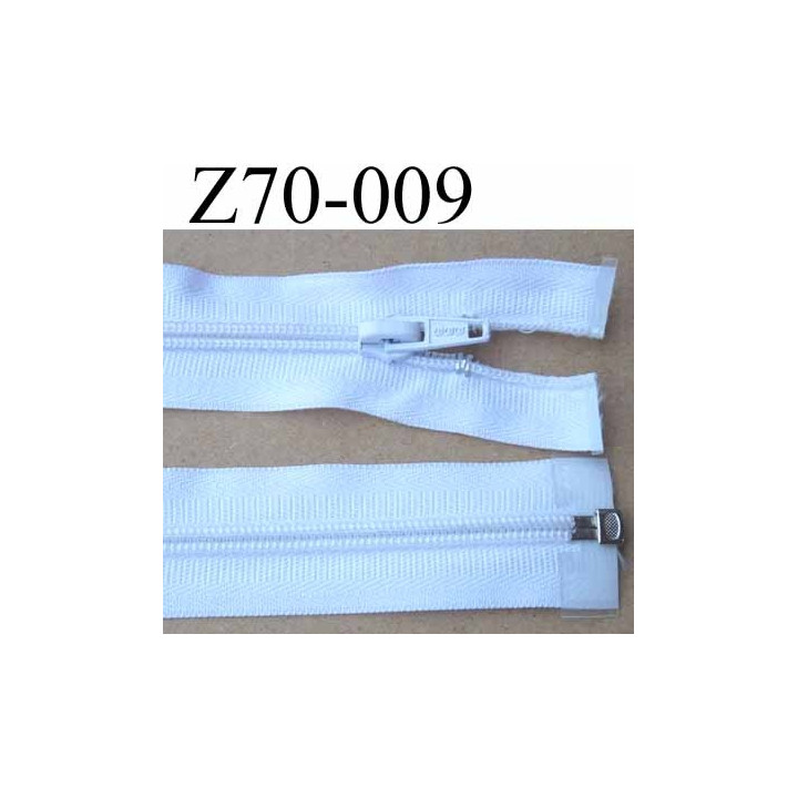 fermeture éclair blanche largeur 3 cm longueur 70 cm couleur blanc séparable largeur de la glissière nylon 6 mm curseur en métal