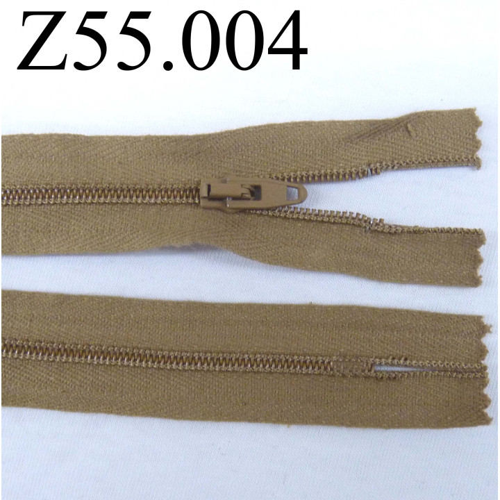 fermeture 55 cm marron clair non séparable zip nylon