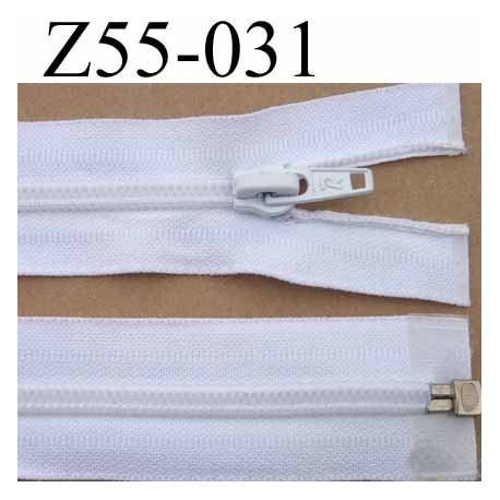 fermeture éclair longueur 55 cm couleur blanc séparable largeur 3.2 cm zip glissière nylon largeur 6,5 mm curseur en métal