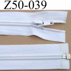 fermeture zip longueur 50 cm couleur blanc séparable largeur 3.2 cm zip glissière nylon largeur 6 mm curseur en métal