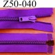 fermeture éclair longueur 50 cm couleur violet séparable largeur 3.2 cm zip glissière nylon largeur 6 mm curseur en métal
