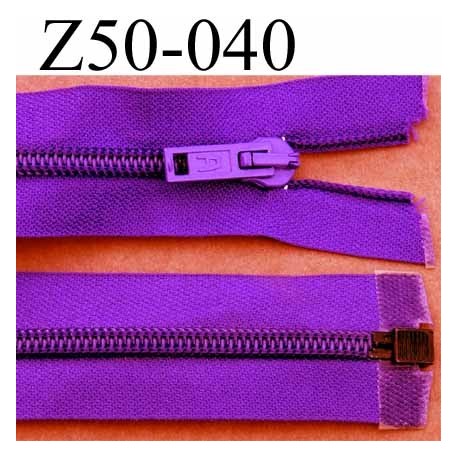 fermeture éclair longueur 50 cm couleur violet séparable largeur 3.2 cm zip glissière nylon largeur 6 mm curseur en métal
