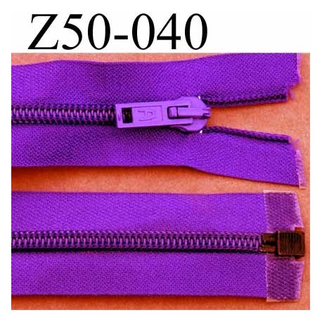 fermeture zip longueur 50 cm couleur violet séparable largeur 3.2