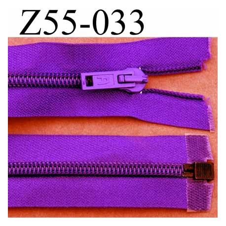 fermeture éclair longueur 55 cm couleur violet séparable largeur 3.2 cm zip glissière nylon largeur 6 mm curseur en métal 