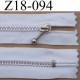 fermeture éclair longueur 18 cm couleur blanc non séparable largeur 2.5 cm largeur de la glissière métal zip 4 mm 