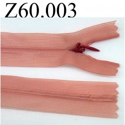 fermeture rose invisible non séparable zip nylon