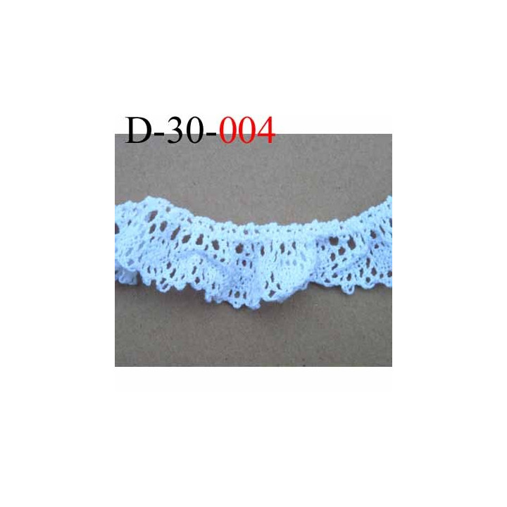 dentelle froncé crochet superbe en coton et avec  2 petits élastique en bordure  largeur 30 mm couleur blanc  vendue au mètre