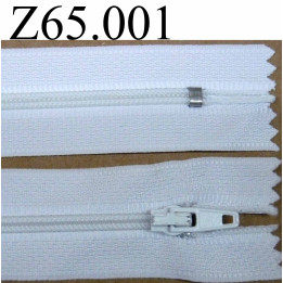 fermeture 65 cm blanche non séparable zip nylon