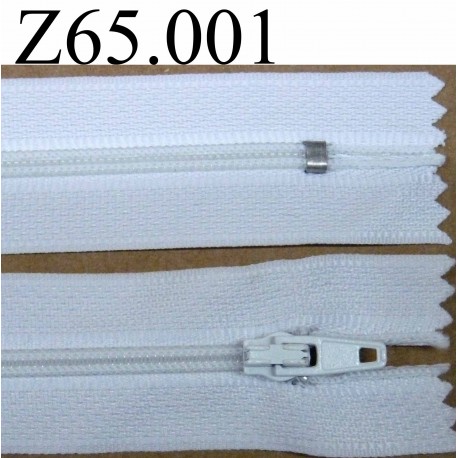 fermeture 65 cm blanche non séparable zip nylon