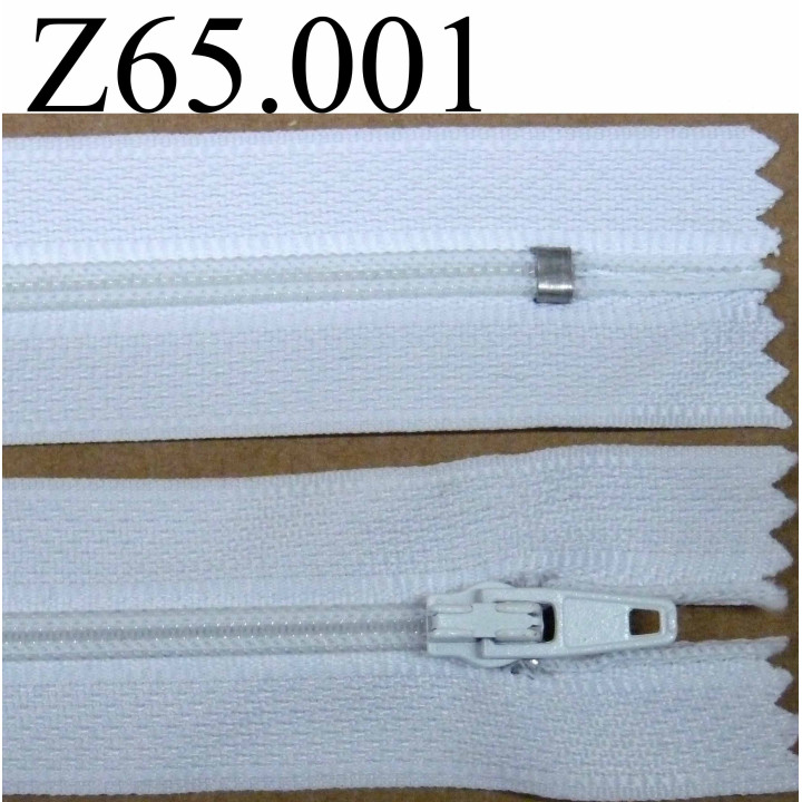 fermeture 65 cm blanche non séparable zip nylon