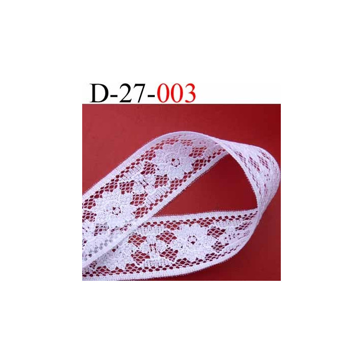 dentelle galon synthétique largeur 27 mm couleur blanc vendu au mètre
