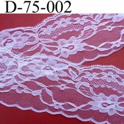 dentelle synthétique largeur 75 mm couleur blanc motifs floraux vendu au mètre