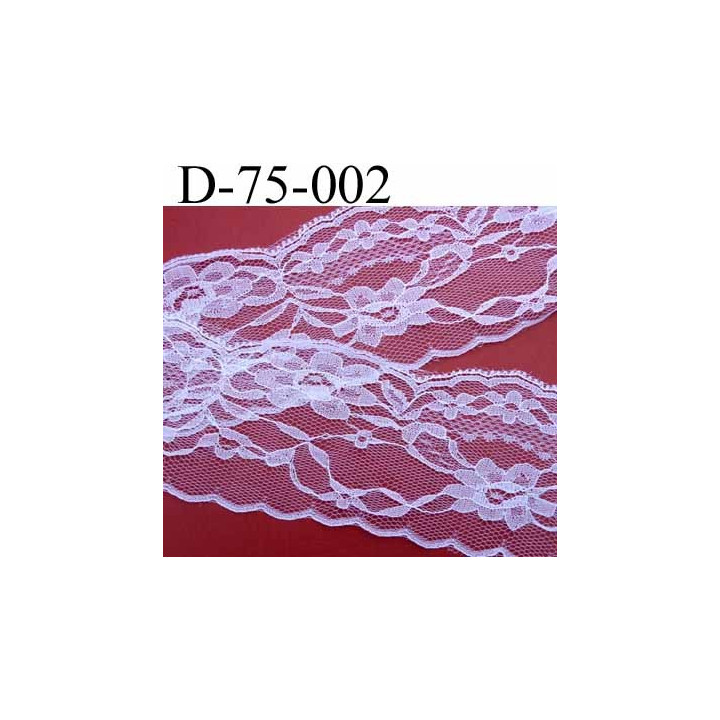 dentelle synthétique largeur 75 mm couleur blanc motifs floraux vendu au mètre