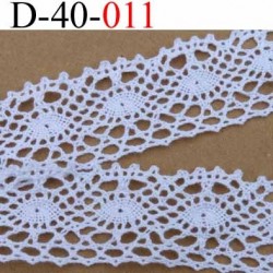 dentelle crochet ancienne 100 % coton blanc largeur 40 mm vendu au mètre