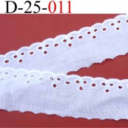 dentelle galon broderie anglaise coton blanc 25 mm vendu au mètre