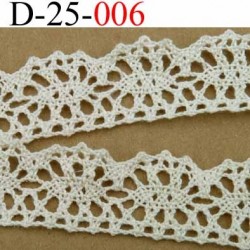 dentelle crochet ancienne 100% coton largeur 25 mm couleur écru provient d'une vieille mercerie parisienne vendue au mètre