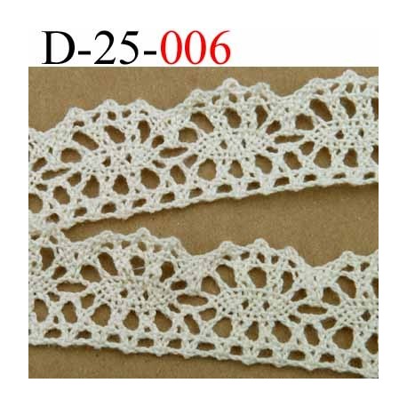 dentelle crochet ancienne 100% coton largeur 25 mm couleur écru provient d'une vieille mercerie parisienne vendue au mètre