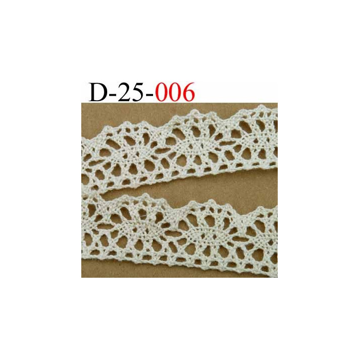 dentelle crochet ancienne 100% coton largeur 25 mm couleur écru provient d'une vieille mercerie parisienne vendue au mètre