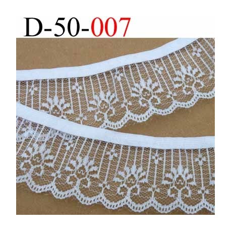 dentelle synthétique blanche montée sur élastique largeur 50 cm vendu au mètre