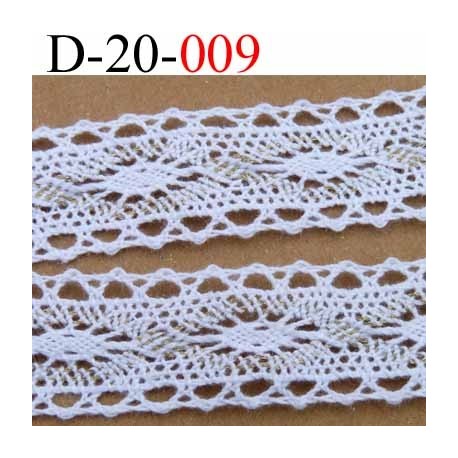 dentelle crochet ancienne 100 % coton blanc et doré largeur 20 mm vendu au mètre