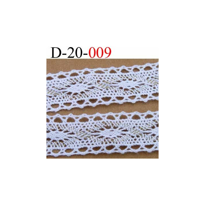 dentelle crochet ancienne 100 % coton blanc et doré  largeur 20 mm vendu au mètre