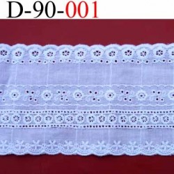 dentelle broderie anglaise 100 % coton blanc 90 mn vendu au mètre