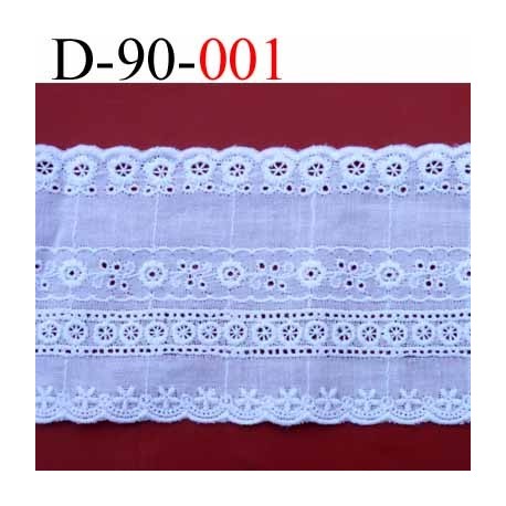 dentelle broderie anglaise 100 % coton blanc 90 mn vendu au mètre