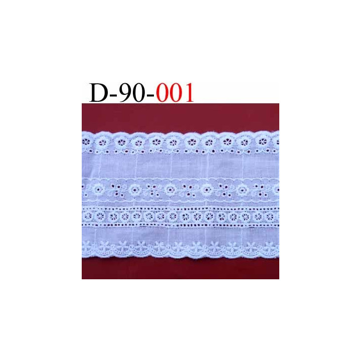 dentelle galon broderie anglaise 100 % coton blanc 90 mn vendu au mètre