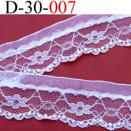 dentelle synthétique couleur blanc avec perles et  liseret  largeur 30 mm vendue au mètre