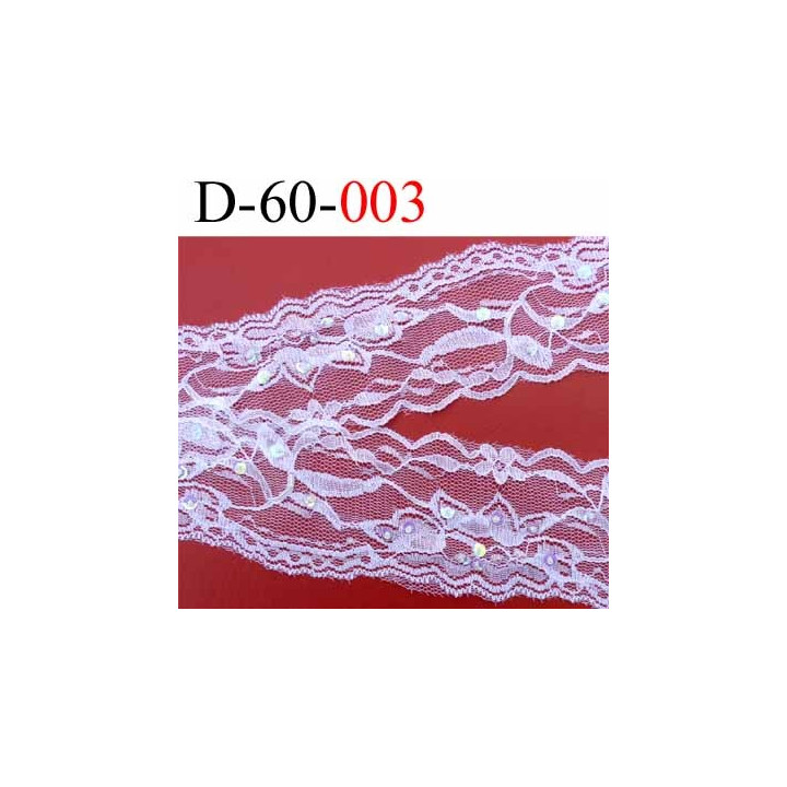 dentelle synthétique blanche extensible avec strass largeur 60 cm vendu au mètre