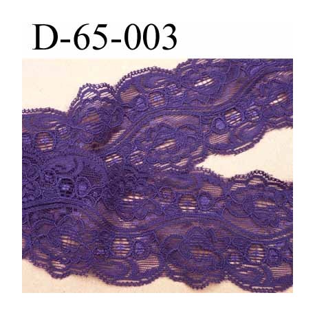 dentelle style ancien synthétique lycra couleur violet largeur 65 mm vendu au mètre