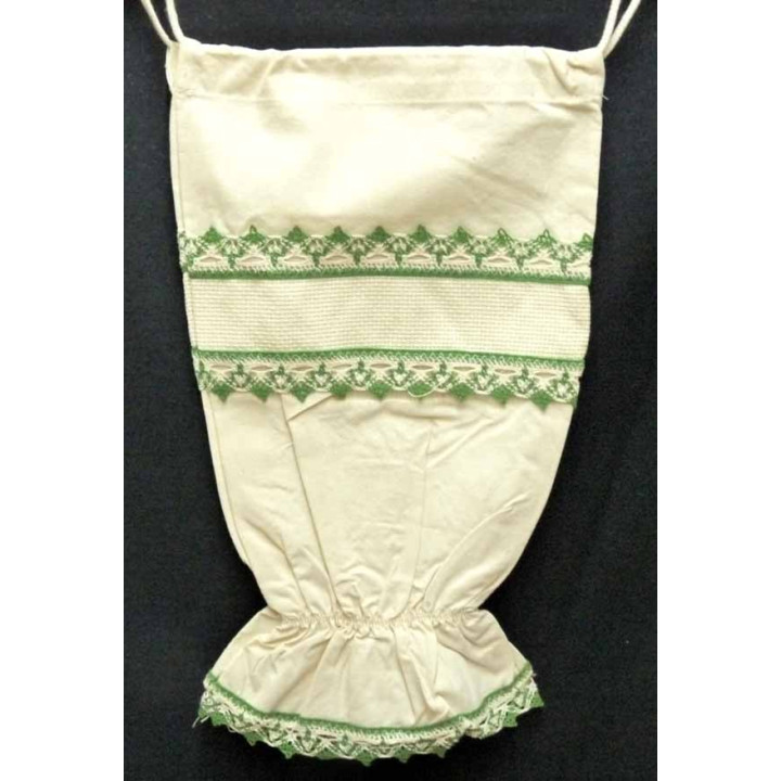 sac à sacs à broder écru dentelle verte toile aida