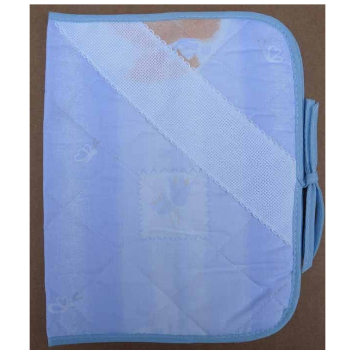 carnet de santé à broder imprimé biais bleu